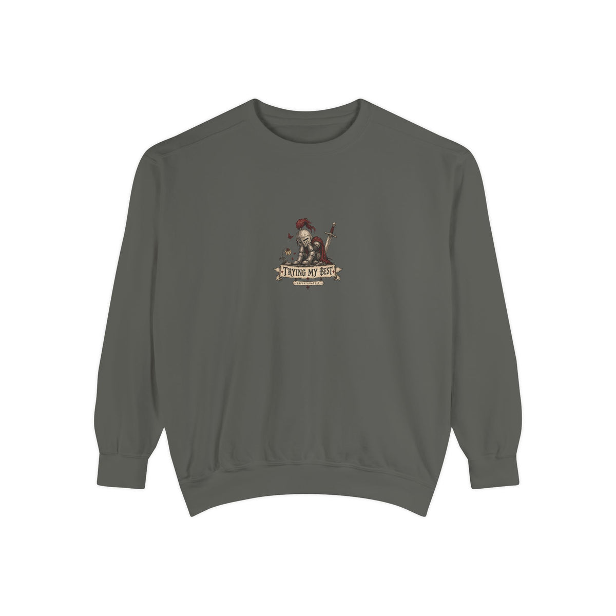 I'm Trying My Best, Unfortunately — Garment-Dyed Crewneck — front product view