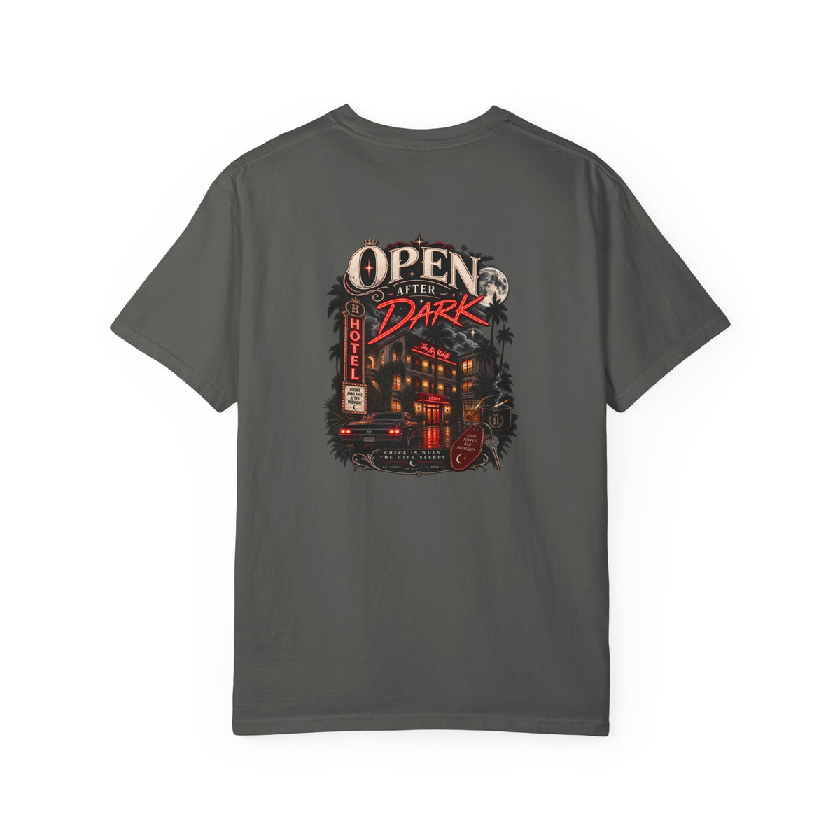Open After Dark — Garment-Dyed Tee — back product view