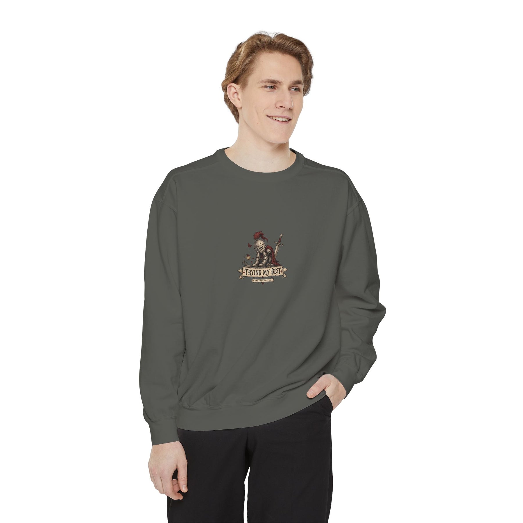 I'm Trying My Best, Unfortunately — Garment-Dyed Crewneck — alternate product view one