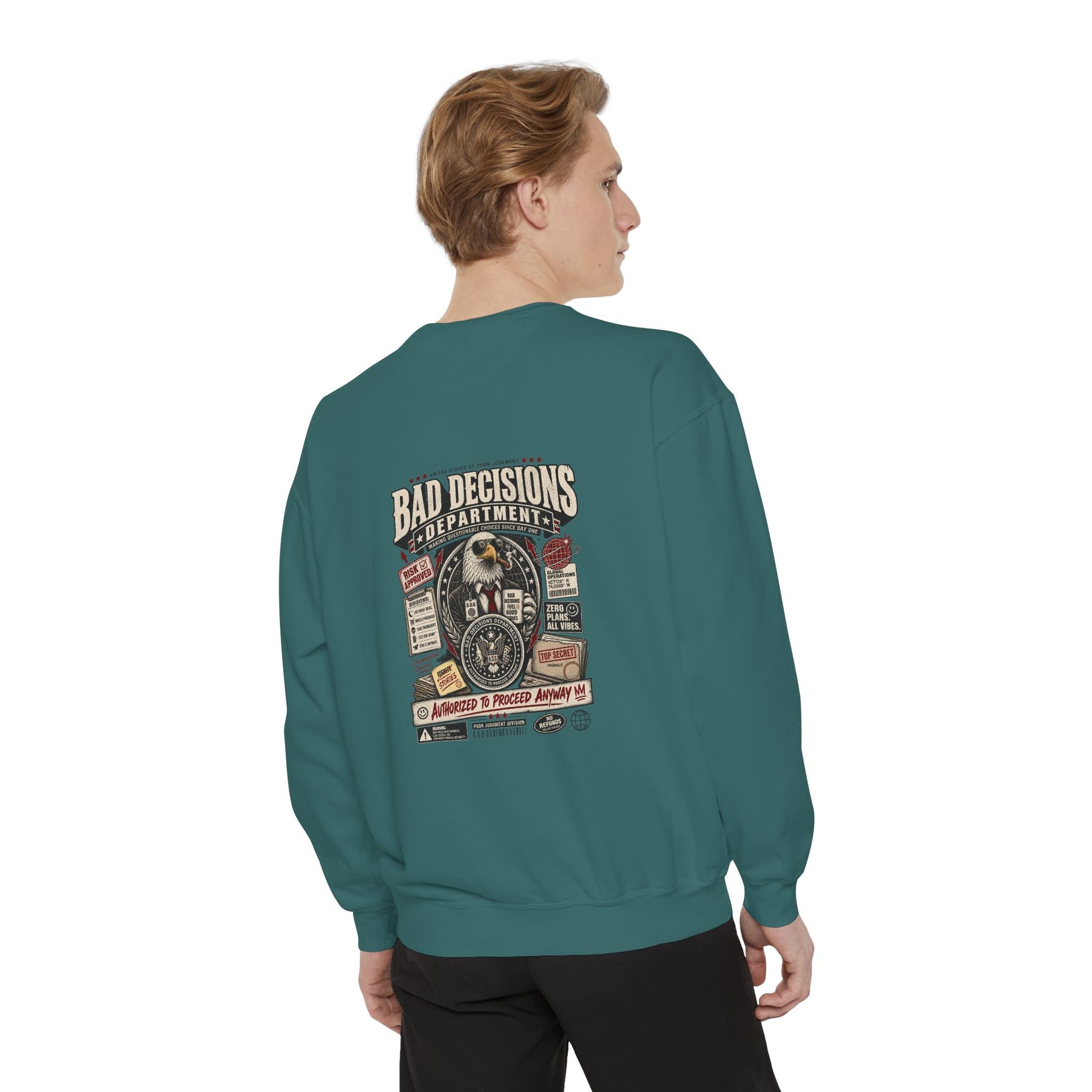 Bad Decisions Department — Garment-Dyed Crewneck — alternate product view two